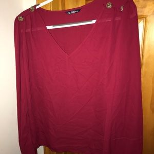 Maroon Long Sleeve Blouse